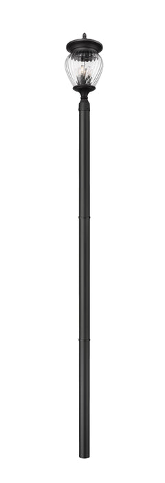 Outdoor Post Mounted Fixture Z-Lite 5016PHBR-5009P96-BK Black Davina 4 Light Outdoor Post Mounted Fixture Z-Lite
