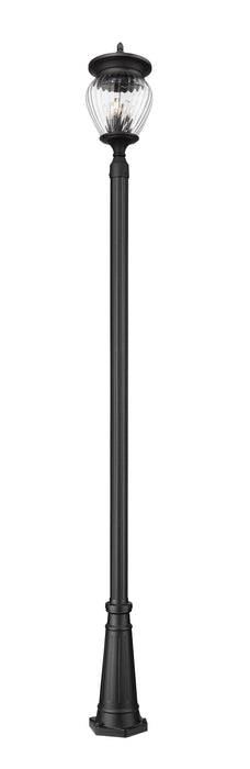 Outdoor Post Mounted Fixture Z-Lite 5016PHBR-5011P-BK Black Davina 4 Light Outdoor Post Mounted Fixture Z-Lite