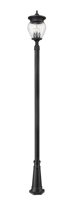 Outdoor Post Mounted Fixture Z-Lite 5016PHBR-5011P-BK Black Davina 4 Light Outdoor Post Mounted Fixture Z-Lite
