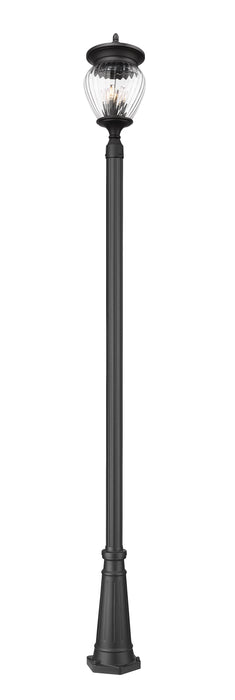 Outdoor Post Mounted Fixture Z-Lite 5016PHBR-519P-BK Black Davina 4 Light Outdoor Post Mounted Fixture Z-Lite