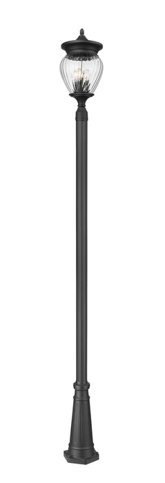 Outdoor Post Mounted Fixture Z-Lite 5016PHBR-519P-BK Black Davina 4 Light Outdoor Post Mounted Fixture Z-Lite