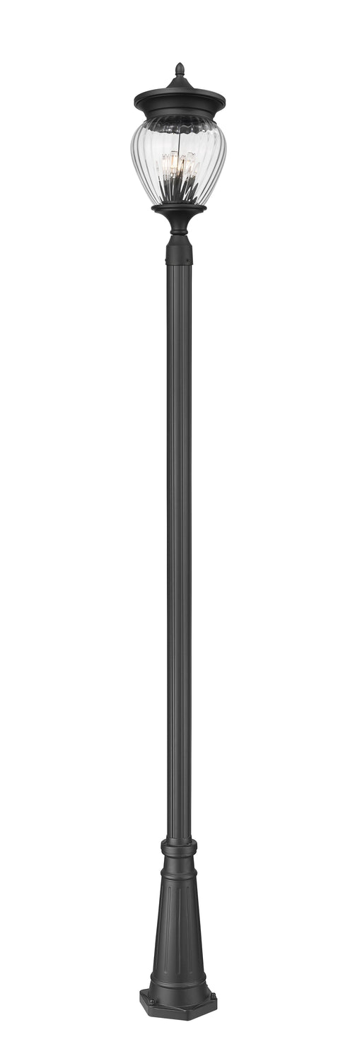 Outdoor Post Mounted Fixture Z-Lite 5016PHBR-519P-BK Black Davina 4 Light Outdoor Post Mounted Fixture Z-Lite