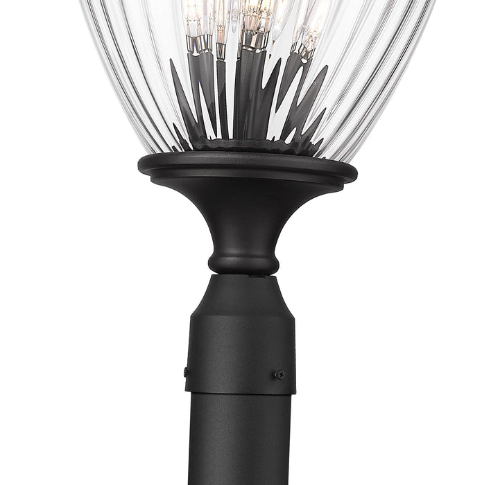 Outdoor Post Mounted Fixture Z-Lite 5016PHBR-519P-BK Black Davina 4 Light Outdoor Post Mounted Fixture Z-Lite