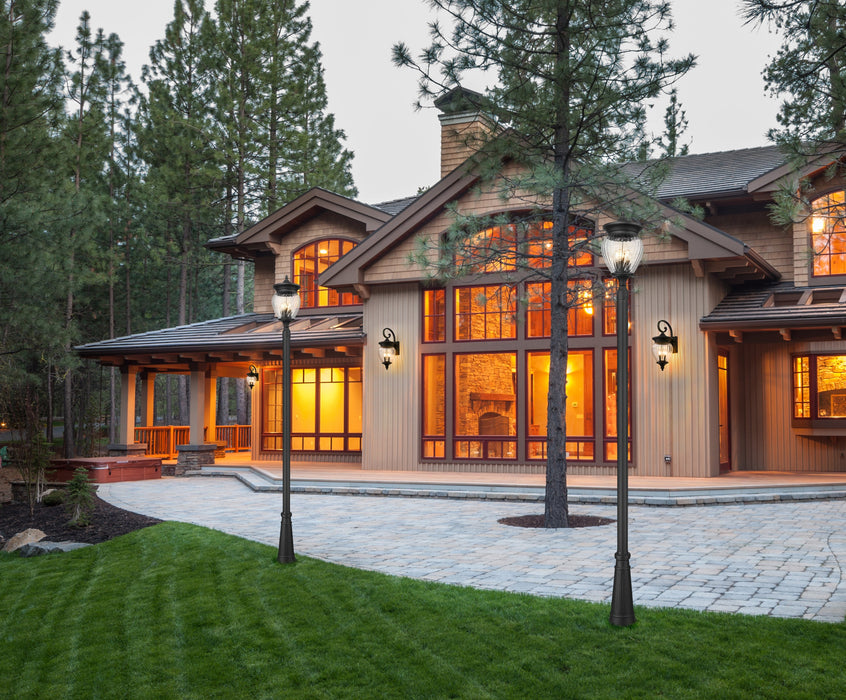 Outdoor Post Mounted Fixture Z-Lite 5016PHBR-519P-BK Black Davina 4 Light Outdoor Post Mounted Fixture Z-Lite