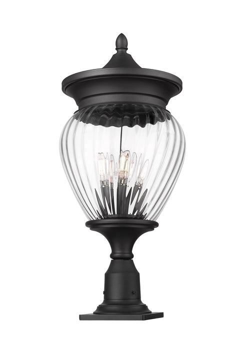 Outdoor Pier Mounted Fixture Z-Lite 5016PHBR-533PM-BK Black Davina 4 Light Outdoor Pier Mounted Fixture Z-Lite