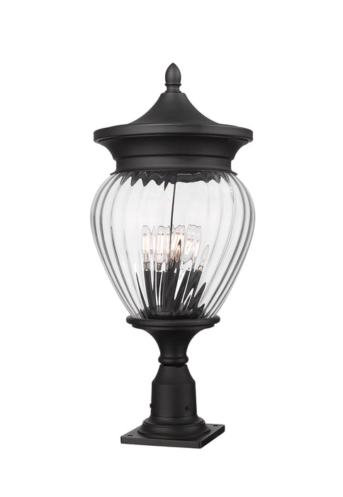 Outdoor Pier Mounted Fixture Z-Lite 5016PHBR-533PM-BK Black Davina 4 Light Outdoor Pier Mounted Fixture Z-Lite