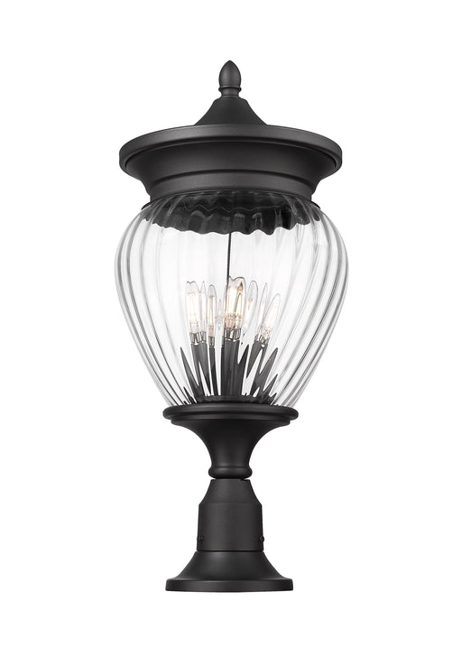 Outdoor Pier Mounted Fixture Z-Lite 5016PHBR-553PM-BK Black Davina 4 Light Outdoor Pier Mounted Fixture Z-Lite