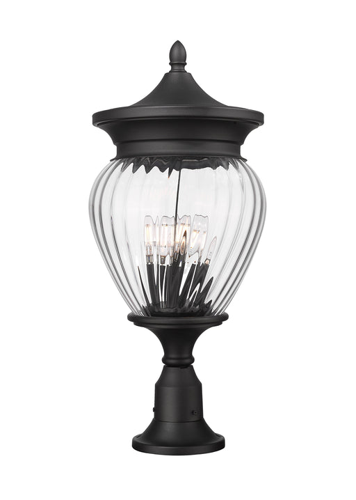 Outdoor Pier Mounted Fixture Z-Lite 5016PHBR-553PM-BK Black Davina 4 Light Outdoor Pier Mounted Fixture Z-Lite