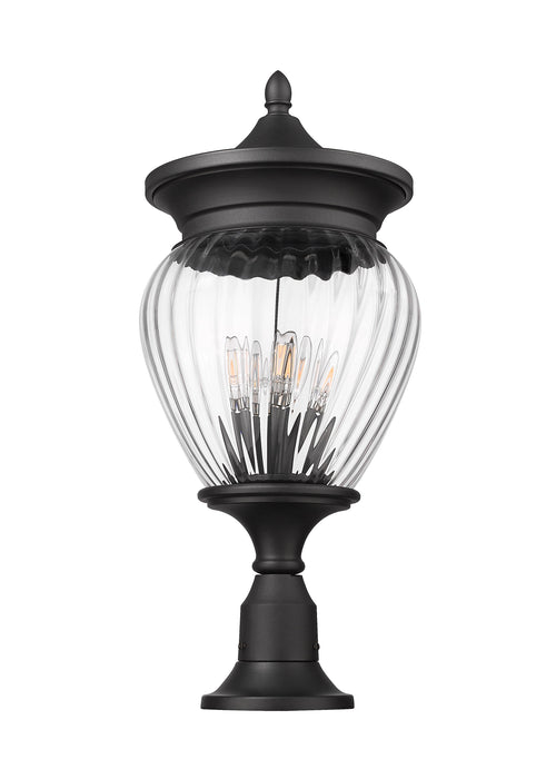 Outdoor Pier Mounted Fixture Z-Lite 5016PHBR-553PM-BK Black Davina 4 Light Outdoor Pier Mounted Fixture Z-Lite