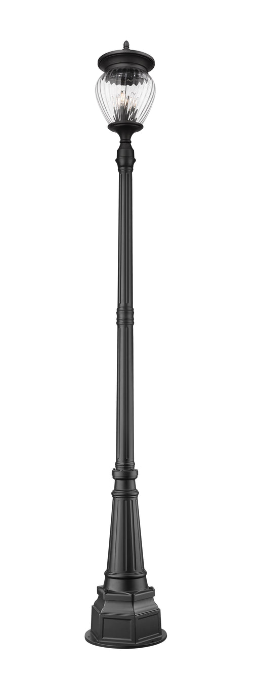 Outdoor Post Mounted Fixture Z-Lite 5016PHBR-564P-BK Black Davina 4 Light Outdoor Post Mounted Fixture Z-Lite