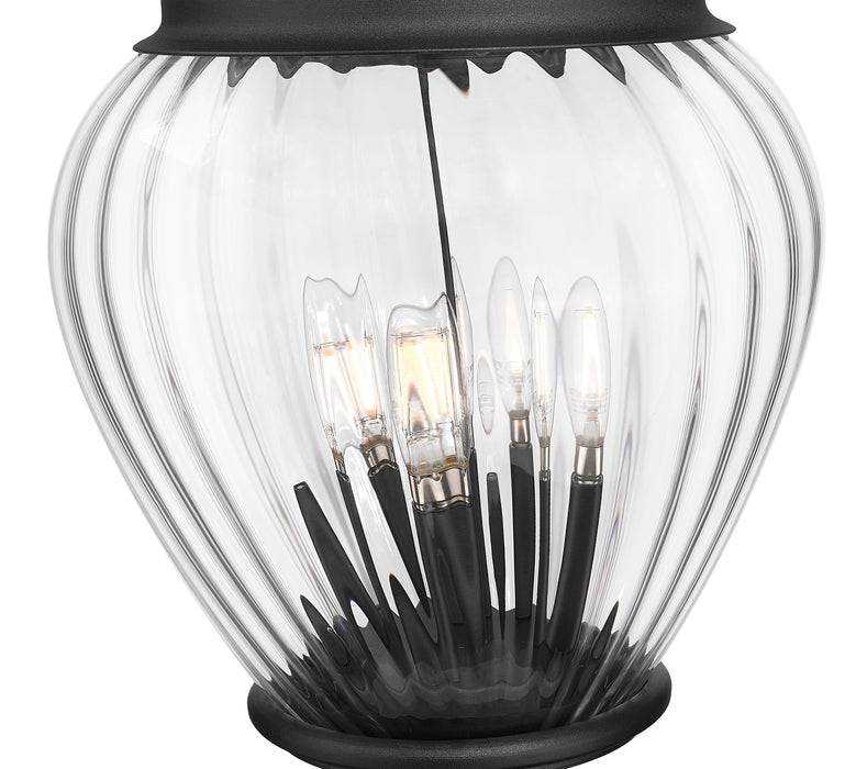 Outdoor Post Mounted Fixture Z-Lite 5016PHBR-564P-BK Black Davina 4 Light Outdoor Post Mounted Fixture Z-Lite