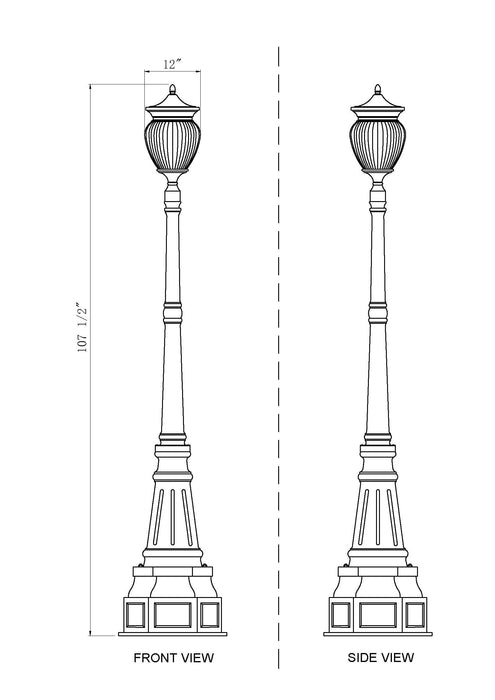 Outdoor Post Mounted Fixture Z-Lite 5016PHBR-564P-BK Black Davina 4 Light Outdoor Post Mounted Fixture Z-Lite
