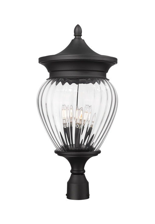 Outdoor Post Mount Fixture Z-Lite 5016PHBR-BK Black Davina 4 Light Outdoor Post Mount Fixture Z-Lite