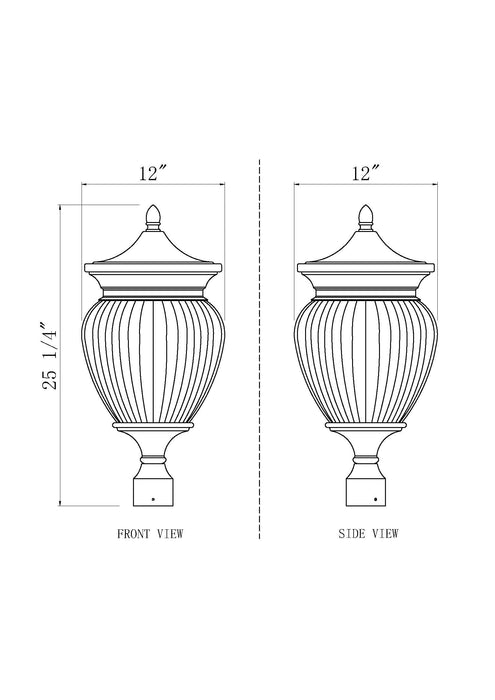 Outdoor Post Mount Fixture Z-Lite 5016PHBR-BK Black Davina 4 Light Outdoor Post Mount Fixture Z-Lite