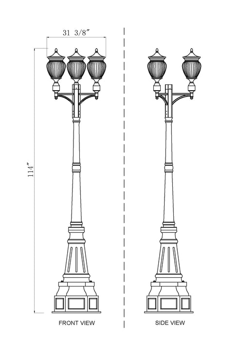 Outdoor Post Mounted Fixture Z-Lite 5016PHMR-3-564P-BK Black Davina 3 Light Outdoor Post Mounted Fixture Z-Lite