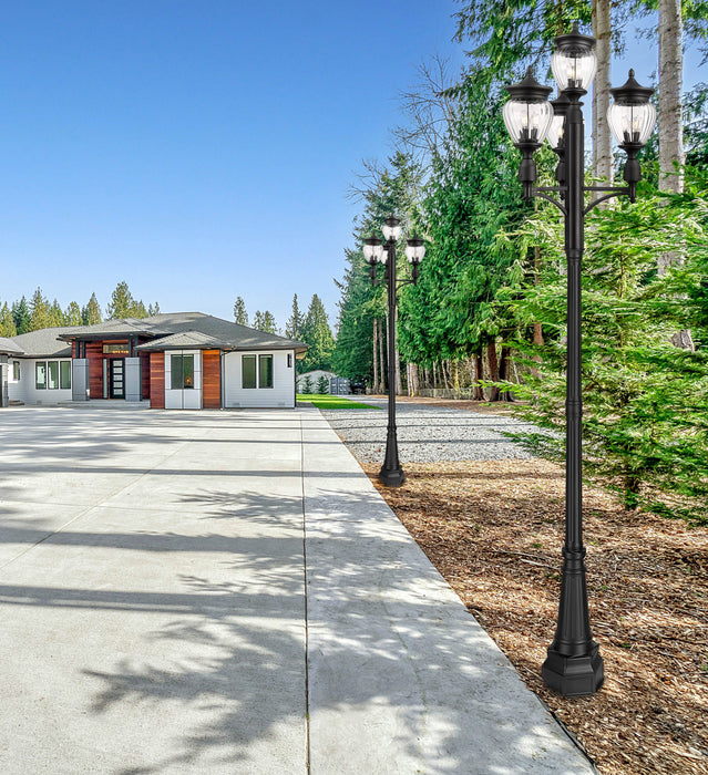 Outdoor Post Mounted Fixture Z-Lite 5016PHMR-4-564P-BK Black Davina 3 Light Outdoor Post Mounted Fixture Z-Lite