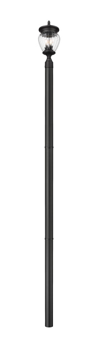 Outdoor Post Mounted Fixture Z-Lite 5016PHMR-5009P96-BK Black Davina 3 Light Outdoor Post Mounted Fixture Z-Lite