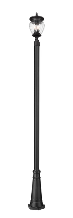 Outdoor Post Mounted Fixture Z-Lite 5016PHMR-5011P-BK Black Davina 3 Light Outdoor Post Mounted Fixture Z-Lite