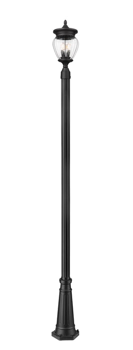 Outdoor Post Mounted Fixture Z-Lite 5016PHMR-5011P-BK Black Davina 3 Light Outdoor Post Mounted Fixture Z-Lite