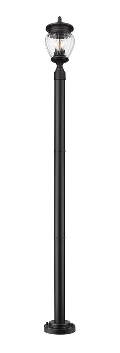 Outdoor Post Mounted Fixture Z-Lite 5016PHMR-5012P-BK Black Davina 3 Light Outdoor Post Mounted Fixture Z-Lite