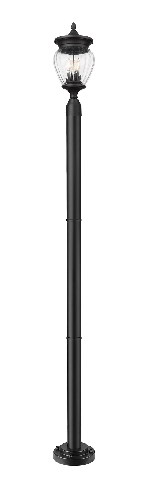 Outdoor Post Mounted Fixture Z-Lite 5016PHMR-5012P-BK Black Davina 3 Light Outdoor Post Mounted Fixture Z-Lite