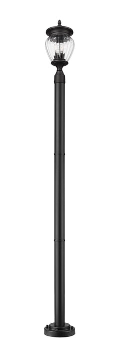 Outdoor Post Mounted Fixture Z-Lite 5016PHMR-5012P-BK Black Davina 3 Light Outdoor Post Mounted Fixture Z-Lite