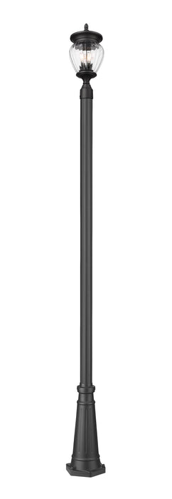 Outdoor Post Mounted Fixture Z-Lite 5016PHMR-519P-BK Black Davina 3 Light Outdoor Post Mounted Fixture Z-Lite