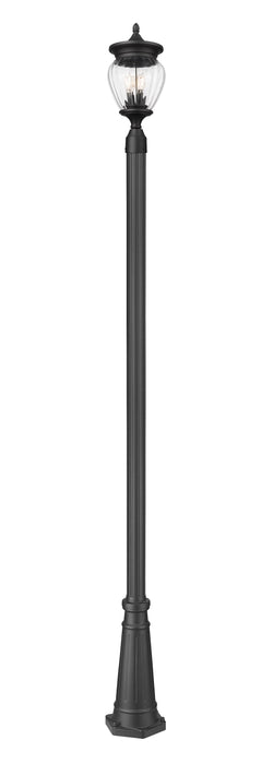 Outdoor Post Mounted Fixture Z-Lite 5016PHMR-519P-BK Black Davina 3 Light Outdoor Post Mounted Fixture Z-Lite