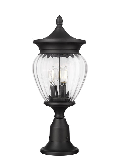 Outdoor Pier Mounted Fixture Z-Lite 5016PHMR-553PM-BK Black Davina 3 Light Outdoor Pier Mounted Fixture Z-Lite