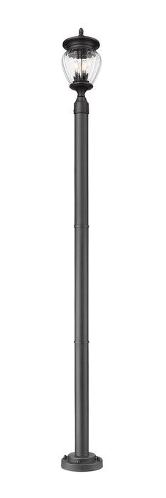 Outdoor Post Mounted Fixture Z-Lite 5016PHMR-567P-BK Black Davina 3 Light Outdoor Post Mounted Fixture Z-Lite