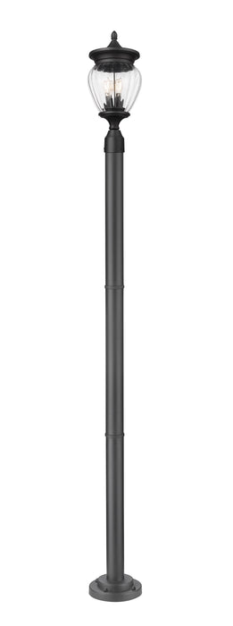 Outdoor Post Mounted Fixture Z-Lite 5016PHMR-567P-BK Black Davina 3 Light Outdoor Post Mounted Fixture Z-Lite