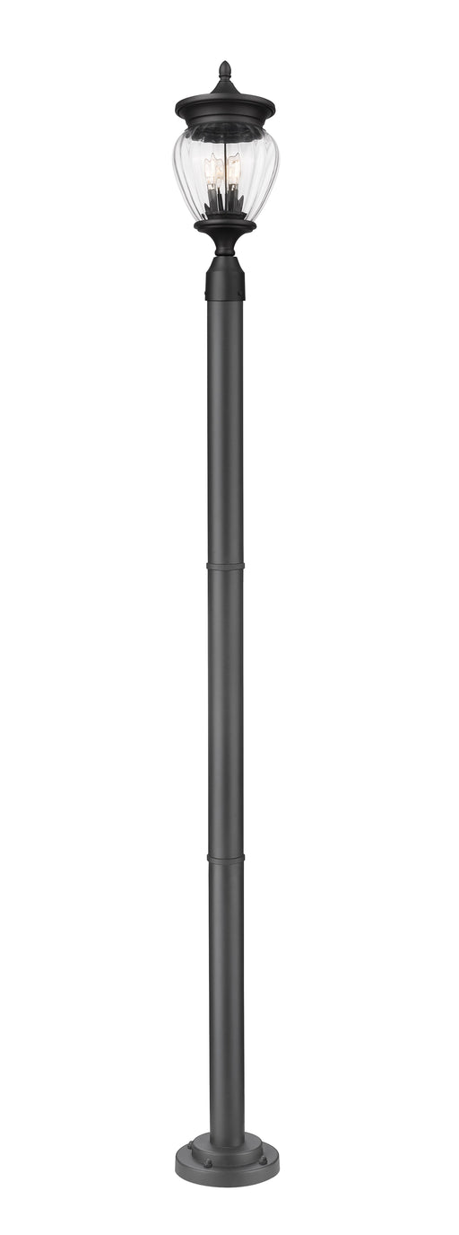 Outdoor Post Mounted Fixture Z-Lite 5016PHMR-567P-BK Black Davina 3 Light Outdoor Post Mounted Fixture Z-Lite