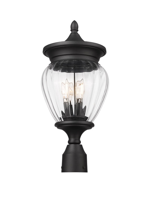 Outdoor Post Mount Fixture Z-Lite 5016PHMR-BK Black Davina 3 Light Outdoor Post Mount Fixture Z-Lite