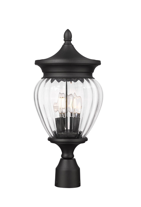 Outdoor Post Mount Fixture Z-Lite 5016PHMR-BK Black Davina 3 Light Outdoor Post Mount Fixture Z-Lite