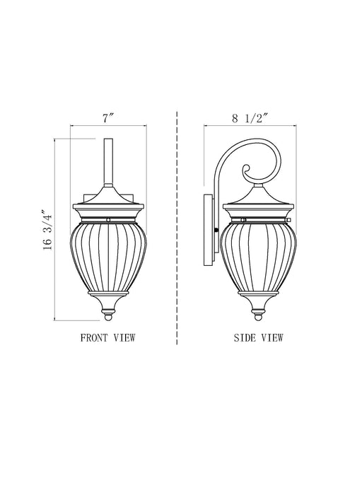 Outdoor Wall Light Z-Lite 5016S-BK Black Davina 1 Light Outdoor Wall Light Z-Lite