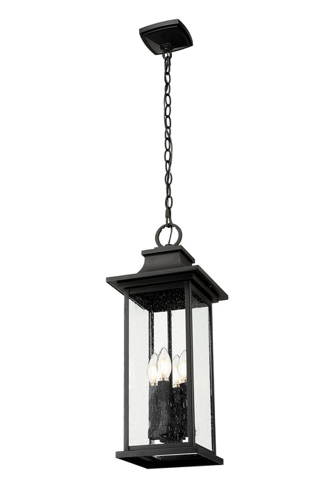 Outdoor Chain Mount Ceiling Fixture Z-Lite 5017CHB-BK Black Tiberius 4 Light Outdoor Chain Mount Ceiling Fixture Z-Lite