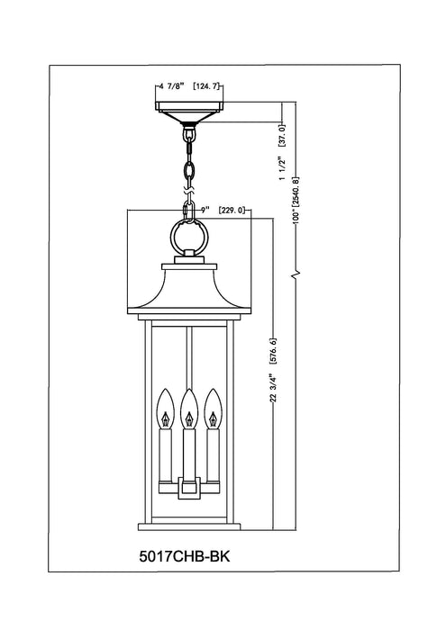 Outdoor Chain Mount Ceiling Fixture Z-Lite 5017CHB-BK Black Tiberius 4 Light Outdoor Chain Mount Ceiling Fixture Z-Lite