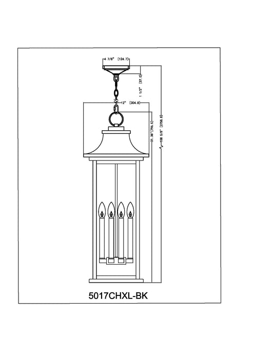 Outdoor Chain Mount Ceiling Fixture Z-Lite 5017CHXL-BK Black Tiberius 6 Light Outdoor Chain Mount Ceiling Fixture Z-Lite