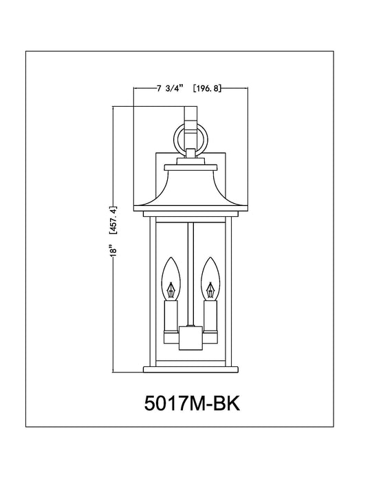 Outdoor Wall Light Z-Lite 5017M-BK Black Tiberius 2 Light Outdoor Wall Light Z-Lite