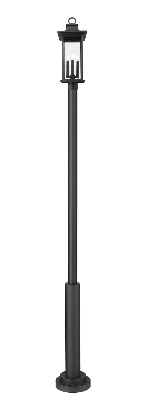 Outdoor Post Mounted Fixture Z-Lite 5017PHBR-5010P-BK Black Tiberius 4 Light Outdoor Post Mounted Fixture Z-Lite