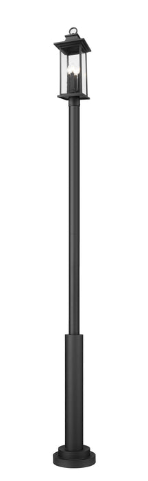 Outdoor Post Mounted Fixture Z-Lite 5017PHBR-5010P-BK Black Tiberius 4 Light Outdoor Post Mounted Fixture Z-Lite