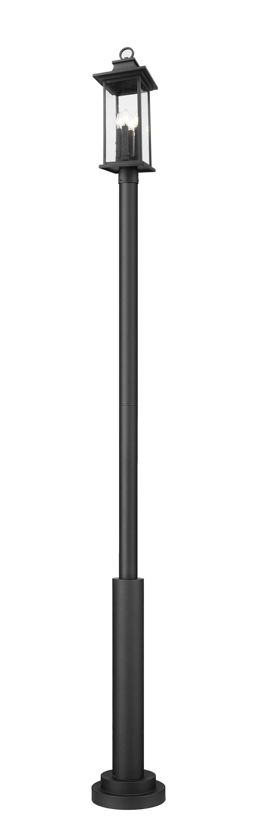 Outdoor Post Mounted Fixture Z-Lite 5017PHBR-5010P-BK Black Tiberius 4 Light Outdoor Post Mounted Fixture Z-Lite