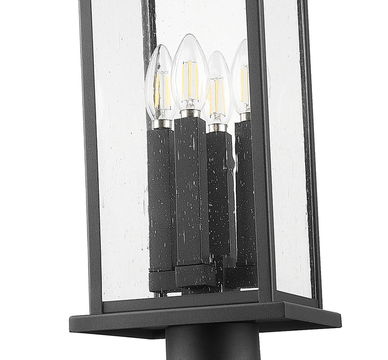 Outdoor Post Mounted Fixture Z-Lite 5017PHBR-5010P-BK Black Tiberius 4 Light Outdoor Post Mounted Fixture Z-Lite