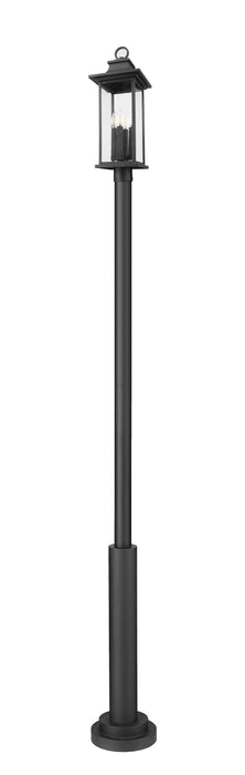 Outdoor Post Mounted Fixture Z-Lite 5017PHBR-5010P-BK Black Tiberius 4 Light Outdoor Post Mounted Fixture Z-Lite