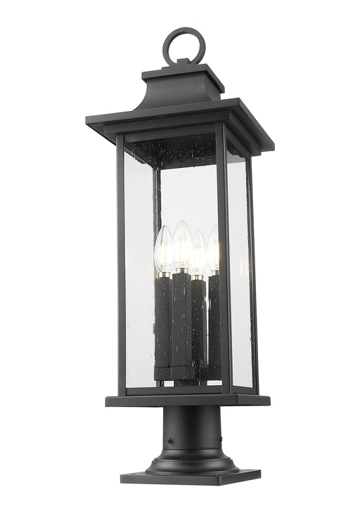 Outdoor Pier Mounted Fixture Z-Lite 5017PHBR-533PM-BK Black Tiberius 4 Light Outdoor Pier Mounted Fixture Z-Lite