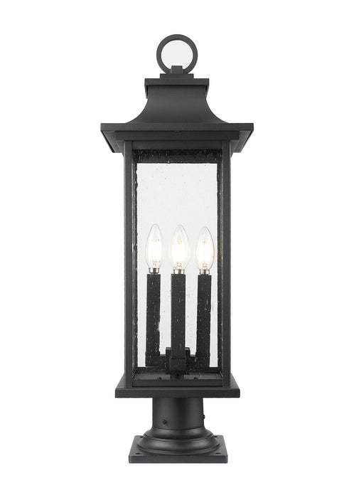 Outdoor Pier Mounted Fixture Z-Lite 5017PHBR-533PM-BK Black Tiberius 4 Light Outdoor Pier Mounted Fixture Z-Lite