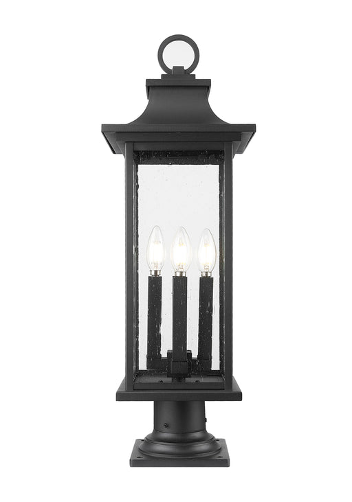 Outdoor Pier Mounted Fixture Z-Lite 5017PHBR-533PM-BK Black Tiberius 4 Light Outdoor Pier Mounted Fixture Z-Lite