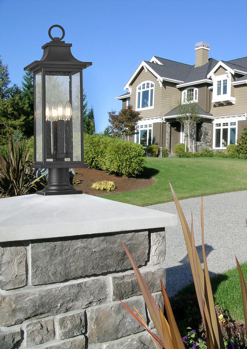 Outdoor Pier Mounted Fixture Z-Lite 5017PHBR-533PM-BK Black Tiberius 4 Light Outdoor Pier Mounted Fixture Z-Lite