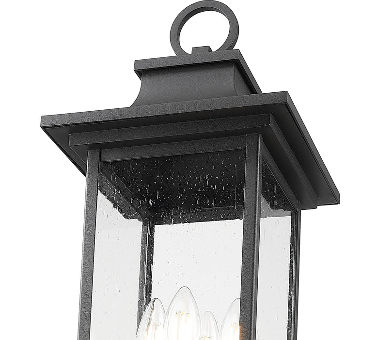 Outdoor Post Mounted Fixture Z-Lite 5017PHBR-564P-BK Black Tiberius 4 Light Outdoor Post Mounted Fixture Z-Lite