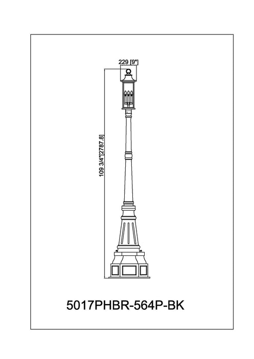 Outdoor Post Mounted Fixture Z-Lite 5017PHBR-564P-BK Black Tiberius 4 Light Outdoor Post Mounted Fixture Z-Lite